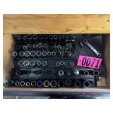 Drawer lot: large assorted socket set with trays,