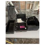 (3) Black plastic toolboxes