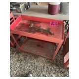 Red rolling utility cart, 2-tier metal shop cart
