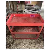 Red rolling utility cart, 3-tier metal shop cart