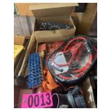 NIB jumper cables, shop vac attachment, hammer,
