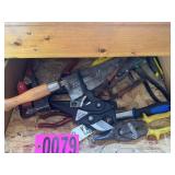 Drawer lot: hand saws, pruning shears, aviation
