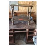 mirrored headboard, 2-shelf end table and wood