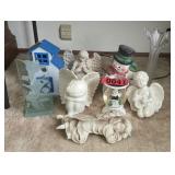 Assorted angel and winter figurines