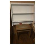 Wood table and wall shelf