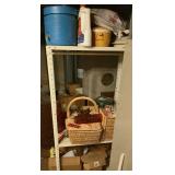 Metal shelf and contents including baskets