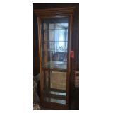 Oak lighted curio cabinet 76in x 24in x 12in