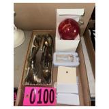Cranberry ornament and flatware
