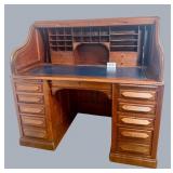 Walnut 'S' Roll top desk. (10) drawer base,