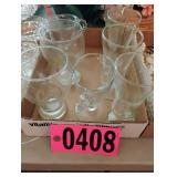 Flat of asst glass cups