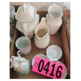 Flat of pitcher, cups, bell