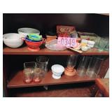 Contents of shelf - asst dished and vases