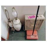 Lamps, fan, sweeper
