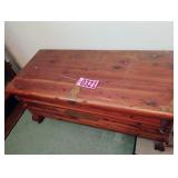 Wood chest and contents