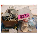 Coffee cups, glass dishes
