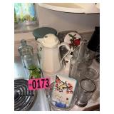 Asst glass jars and pitchers