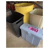 Asst trash cans, container