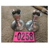 (2) Sliver toned candle holders