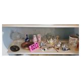 Contents of shelf - mini tea sets, vases, mini