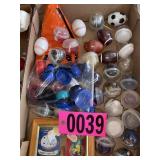 Flat of asst mini football and baseball helmets