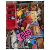 Flat of asst toys, some vintage