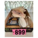 Large seashell, glass and ceramic ashtrays/dishes