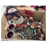 Snowman Serving Platter & Village Houses Box