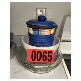 Bordallo Canister & Ceramic Serving Bowl Lot