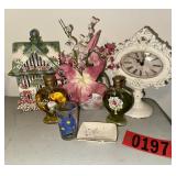 Mantle Clock, Garden Birdhouse & Lily Vase
