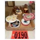 Porcelain Flower Trinket Dish & Buttons Tray