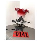 Art Nouveau Frosted Trumpet Flower Accent Lamp