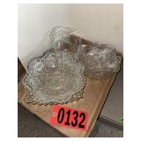 Clear Pressed Glass Scalloped Serveware Set