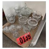 Footed Glass Dessert Dishes & Candy Box Set