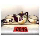 Ceramic Autumn Leaf Teapot & Cups Set