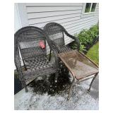 3-Piece Resin Wicker Outdoor Bistro Set Patio Chai