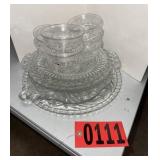 Clear Pressed Glass Punch Cups & Platter