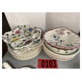 Hand-Painted Ceramic Shell & Leaf platters