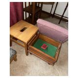 Wooden Step Stool & Mauve Upholstered Footstool