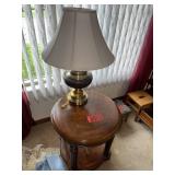 Round Two-Tier Accent Table & Ceramic Lamp