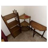 Three-Piece Wooden Shelving & Table Lot