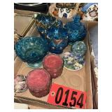 Blue Moon and Stars Pressed Glass Candy Dish