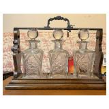 Tantalus Liquor Decanters In Locking Wood Case