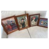 (4) vintage framed pictures/calendars