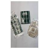 Longaberger (4) Hunter Green  stripe napkins,