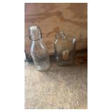 2 vintage glass bottles