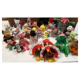 Large lot of holiday and military TY beanie babies