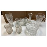 (7) Crystal and Glass Pieces, Swan bowl, pitcher,