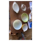 Pyrex dishes.