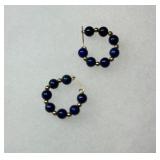 14 karat lapis bead hoop earrings