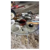 Cookware, crock bowl, Pyrex, cooking utensils,